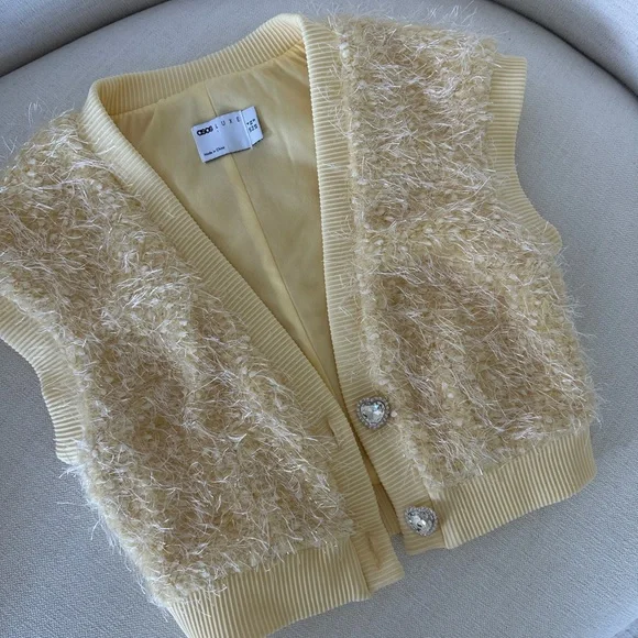 ASOS Yellow Textured Knit Vest - Picture 1 of 3